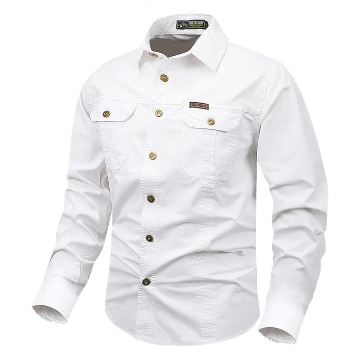 Men's durable cotton utility shirt with double chest pockets and slim fit Mune Fashion
