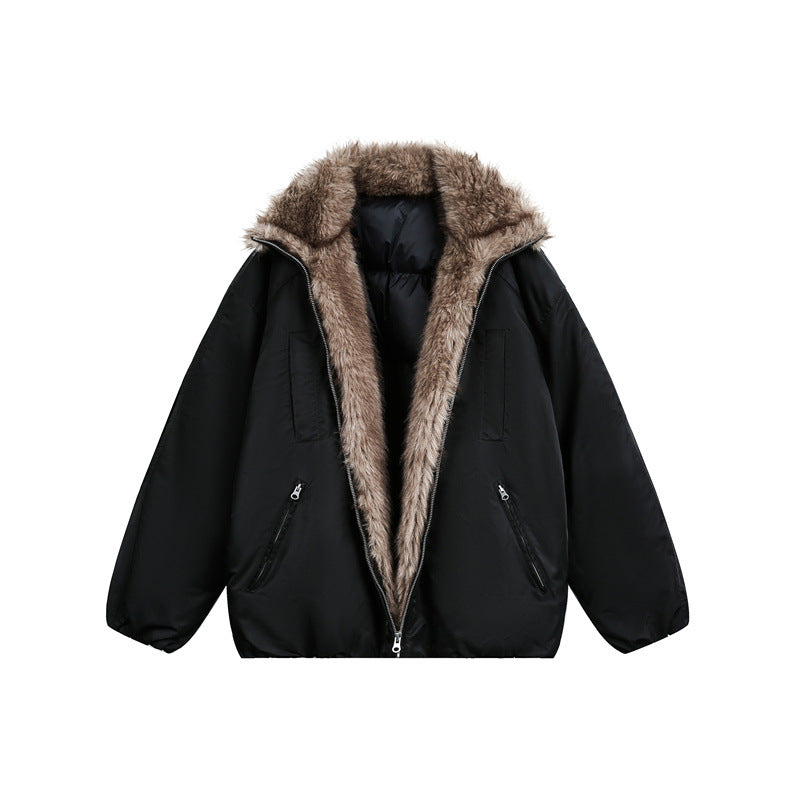 Men's down jacket with cozy faux fur lining and hood Mune Fashion