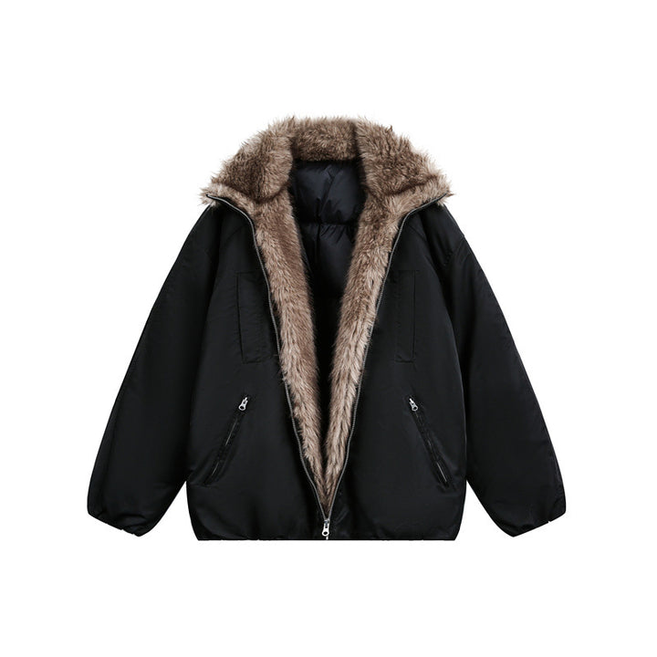 Men's down jacket with cozy faux fur lining and hood Mune Fashion