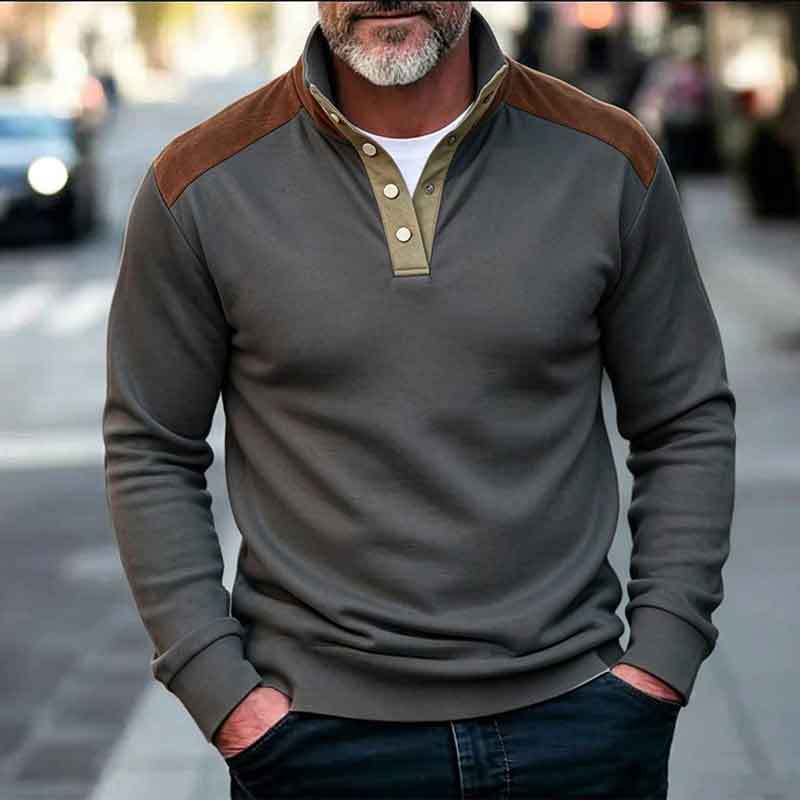 Men's sporty sweater with standing collar Mune Fashion
