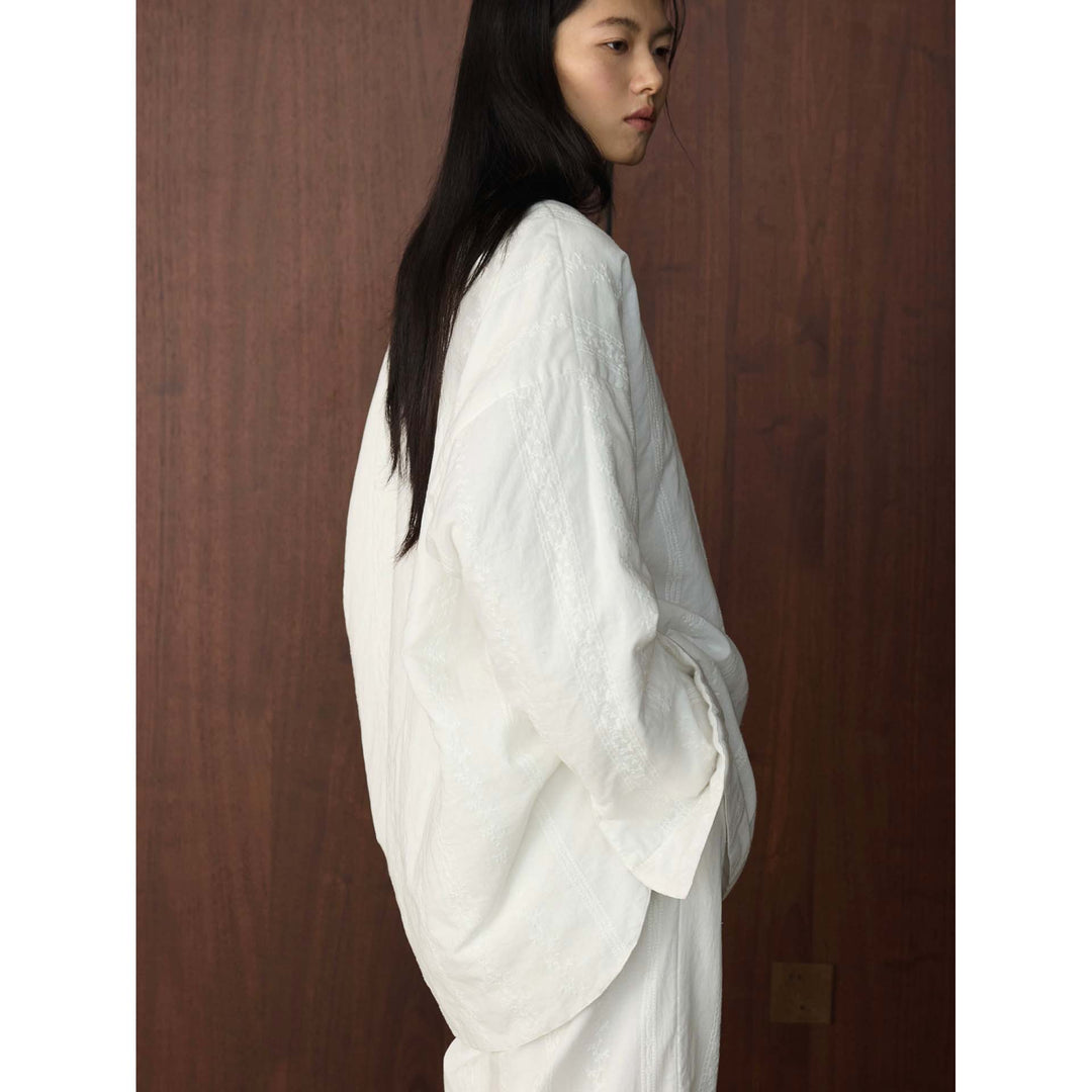 Women Oversized Structured Long Blouse with Round Neck and Extended Hem Mune Fashion