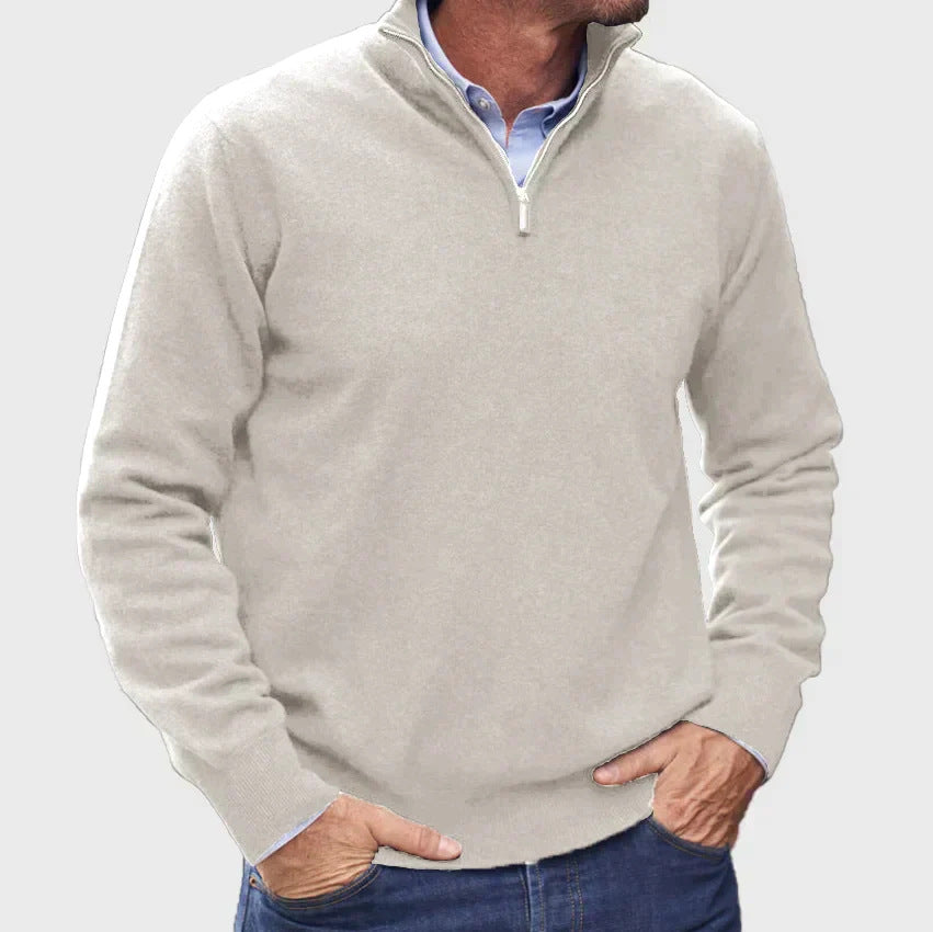 Men's High-Quality Knit Sweater with Stand-Up Collar
