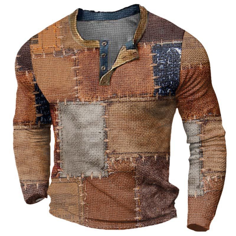 Men's Fashion Long Sleeve Shirt with Ethno Pattern Mune Fashion