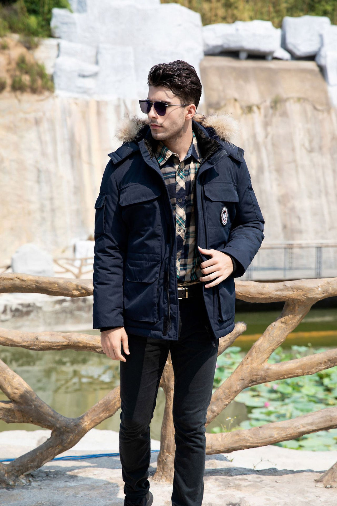 Men's insulated field parka with detachable faux fur collar and multiple pockets Mune Fashion