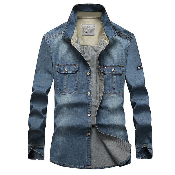 Men's Fashion Denim Shirt with Utility Pockets Mune Fashion