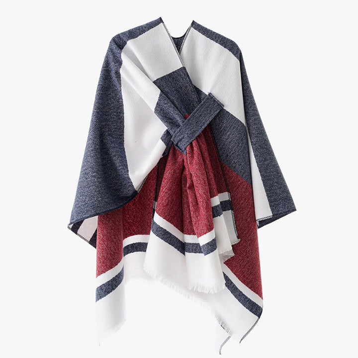 Women's lightweight wool blend wrap with fringes and tie belt Mune Fashion
