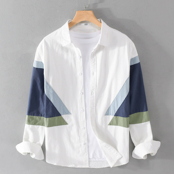 Men's colorblock shirt made of cotton blend with long sleeves and contrasting panels Mune Fashion