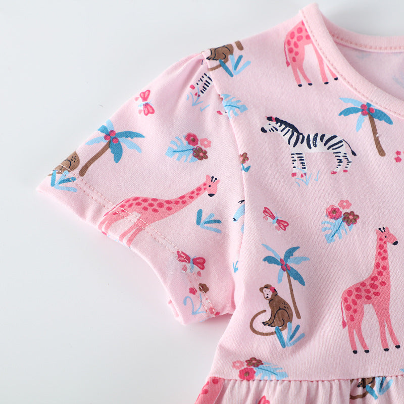 Girls cotton dress with playful animal motif Mune Fashion