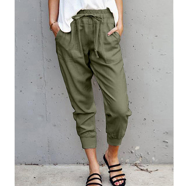 Women's jogging pants with elastic waistband, drawstring and leg cuffs Mune Fashion