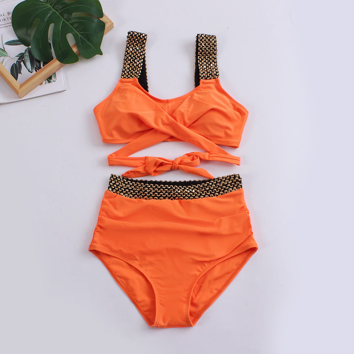 Women's High-Waisted Bikini Set with Stylish Wrap Top Mune Fashion