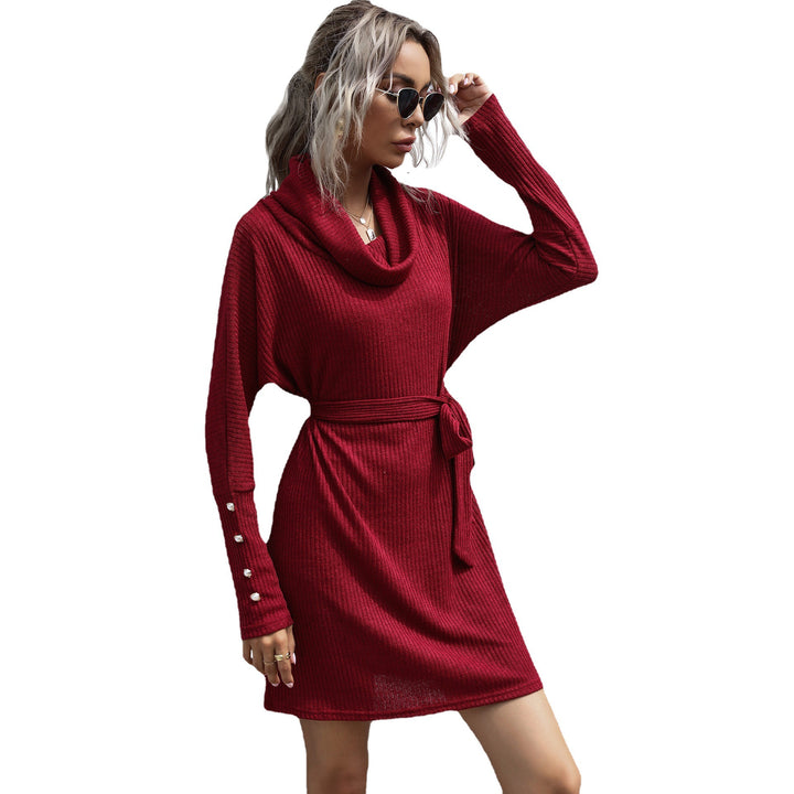 Women's Casual Knit Dress with Belt Mune Fashion