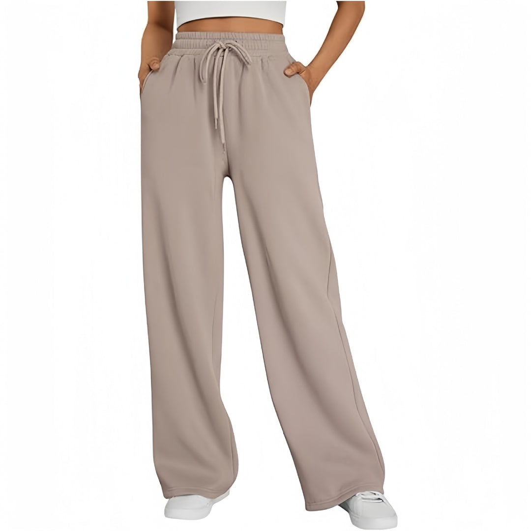 Ladies nan Palazzo lounge pants with high waist, elastic waistband, drawstring and deep side pockets Mune Fashion