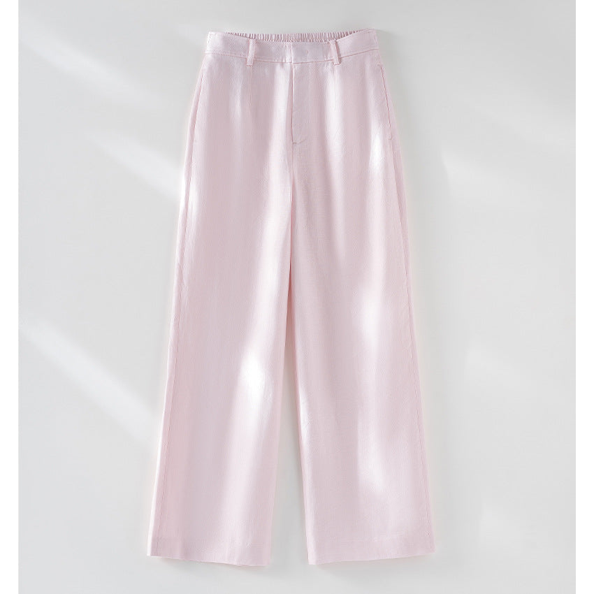 Women's Palazzo Pants made of light linen blend with high waist and crease Mune Fashion