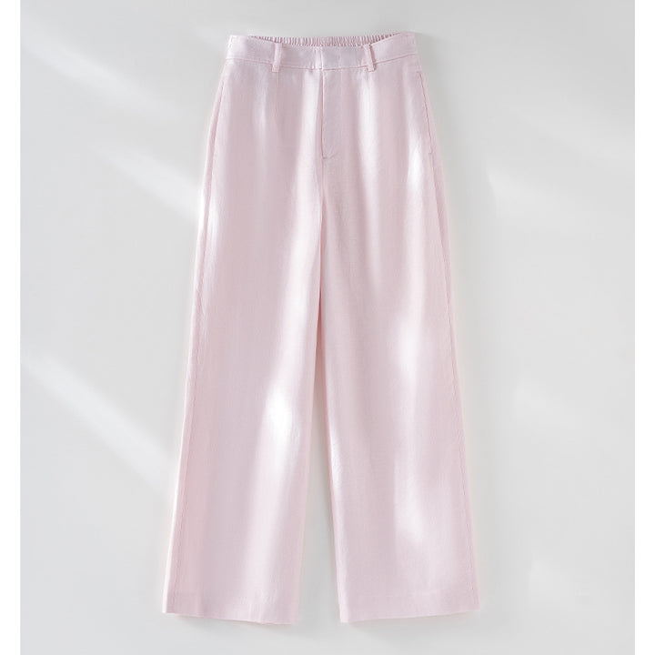Women's Palazzo Pants made of light linen blend with high waist and crease Mune Fashion