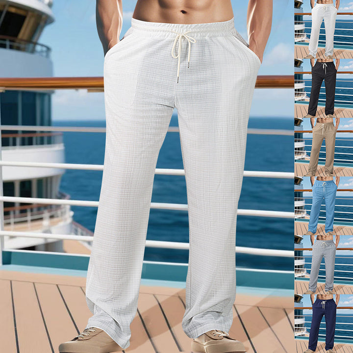 Men's Lightweight Structured Lounge Pants with Elastic Drawstring Waistband and Straight Relaxed Fit Mune Fashion