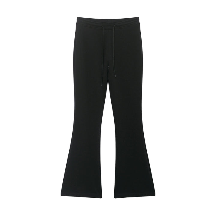 Ladies Highwaist Flared Trousers made of soft Sweat with drawstring Mune Fashion