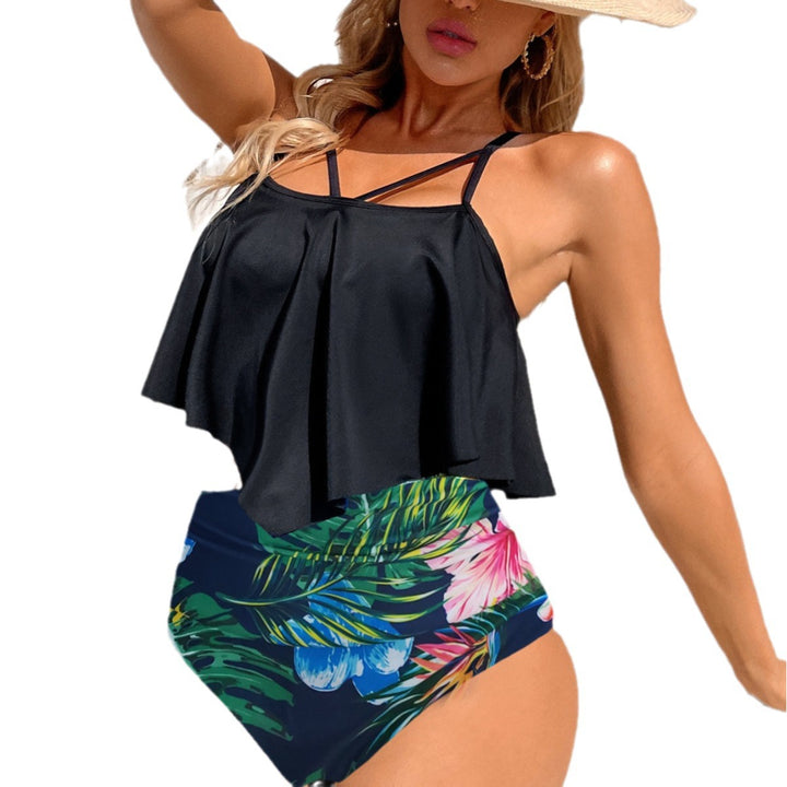 Women's High-Waisted Bikini Set with Asymmetrical Top Mune Fashion