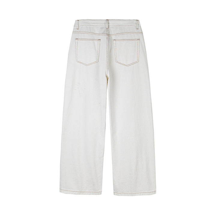 Women's Wide High-Waist Culotte Jeans with Visible Contrast Seams Mune Fashion