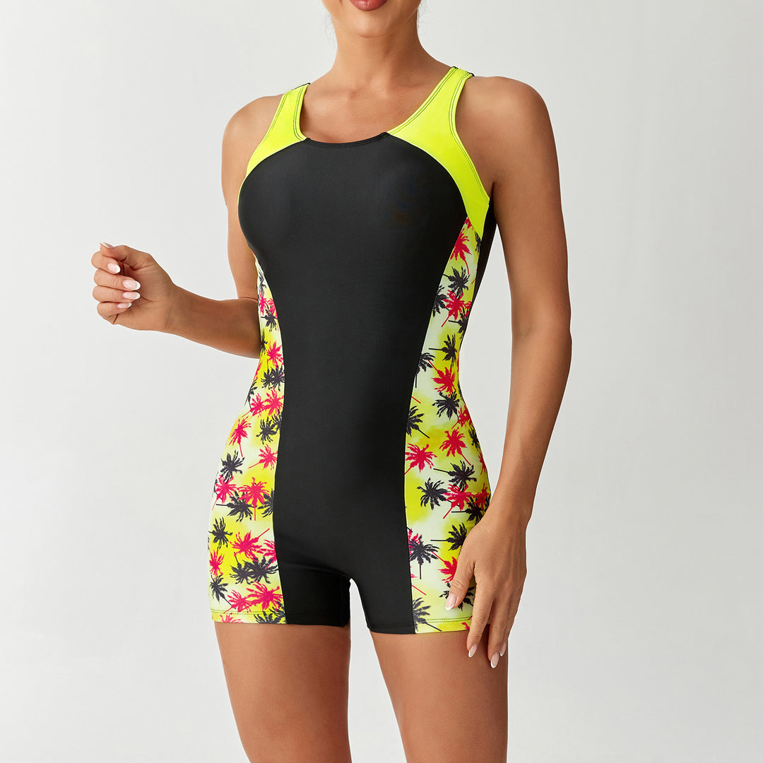 Women's Sporty Swimsuit with Lively Palm Design Mune Fashion
