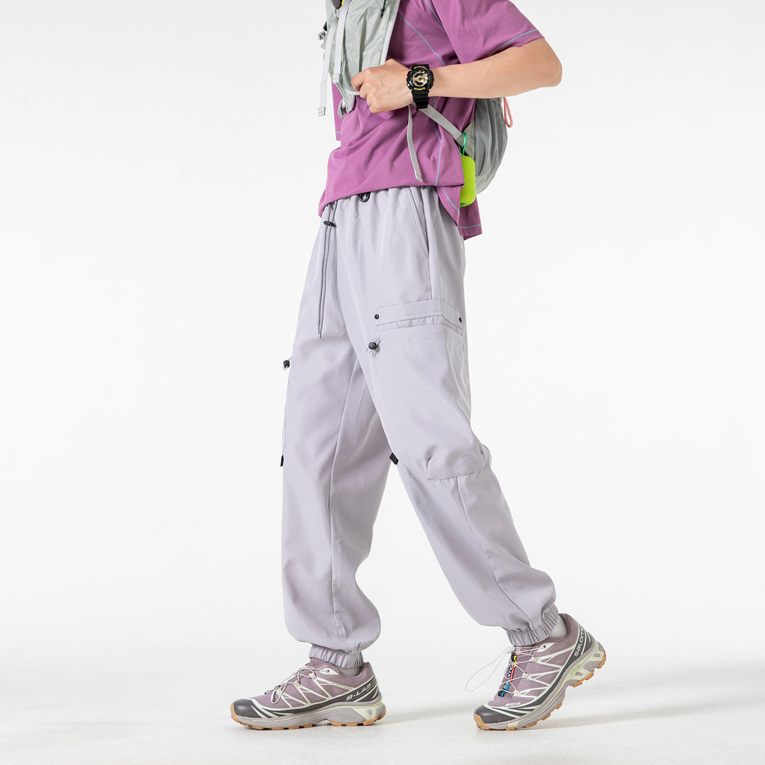 Men's Technical Cargo Jogging Pants with Elastic Tunnel Drawstring Waist and Multifunctional Flap Pockets Mune Fashion