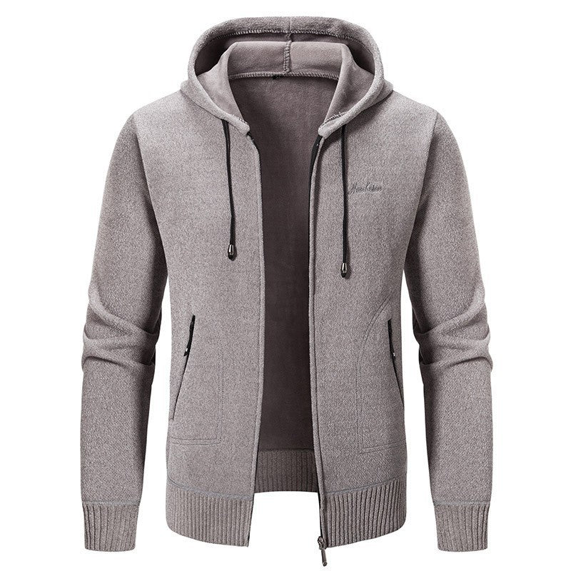Men's knitted look zip jacket with teddy lining, hood, and concealed zip pockets Mune Fashion