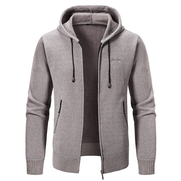 Men's knitted look zip jacket with teddy lining, hood, and concealed zip pockets Mune Fashion