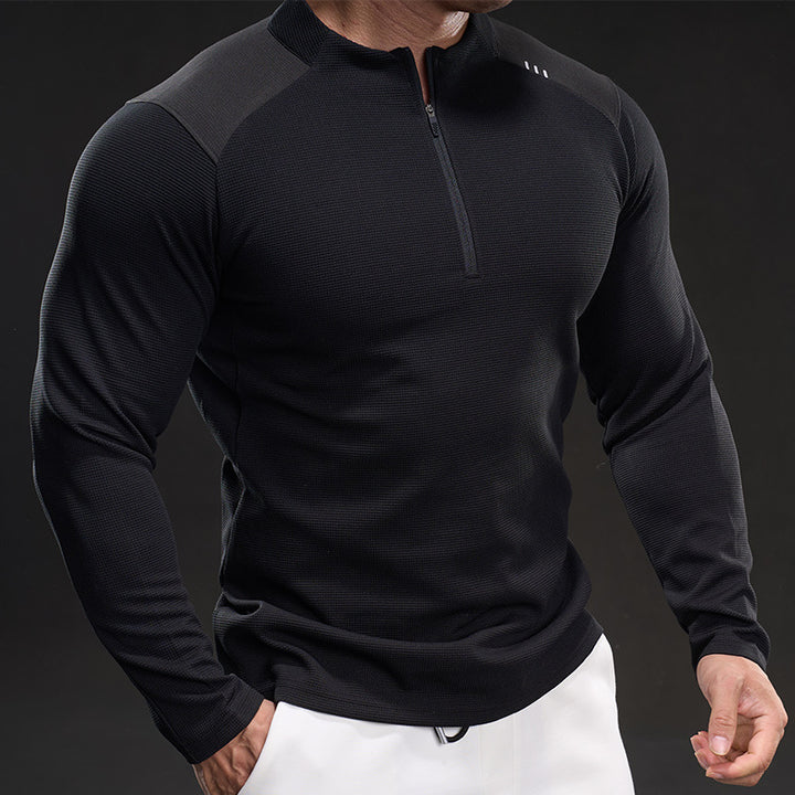 Men Breathable Functional Long Sleeve Shirt with Short Zip and Slim Fit Mune Fashion