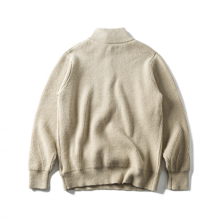Unisex Coarse Knitted Half-Zip Sweater with Troyer Collar and Chest Pocket Mune Fashion