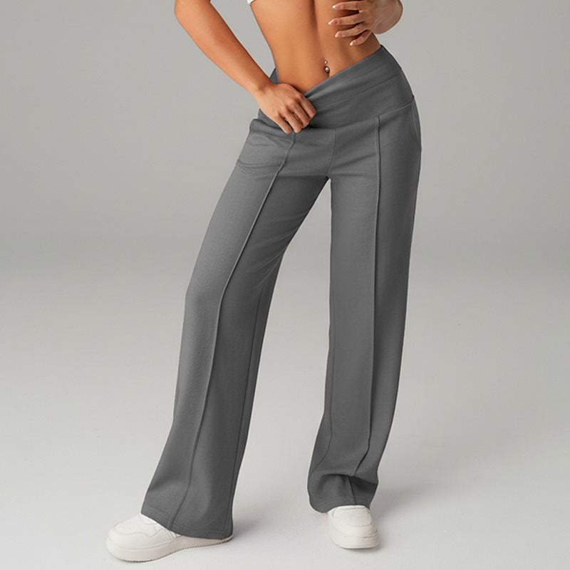 Women's High-Waist Palazzo Sweatpants with Crease and Comfort Waistband Mune Fashion