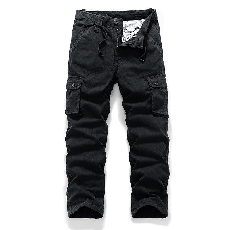 Men's Robust Canvas Cargo Pants with Drawstring Waistband, Knee Inserts, and Multiple Flap Pockets Mune Fashion