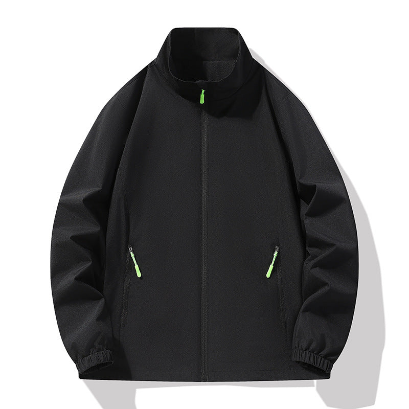 Men's Minimalist Softshell Outdoor Jacket with Stand-Up Collar, Wind and Water Resistant Membrane and Fluorescent Zipper Pulls Mune Fashion