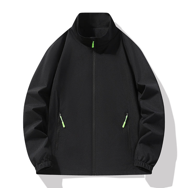 Men's Minimalist Softshell Outdoor Jacket with Stand-Up Collar, Wind and Water Resistant Membrane and Fluorescent Zipper Pulls Mune Fashion