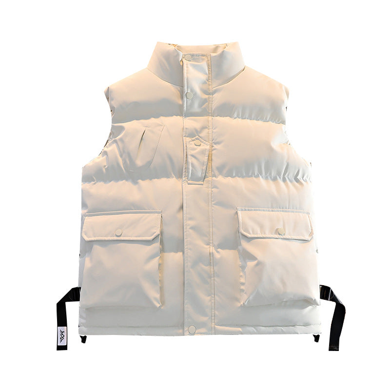 Men's quilted padded gilet with utility pockets, drawstring hem & stand collar Mune Fashion