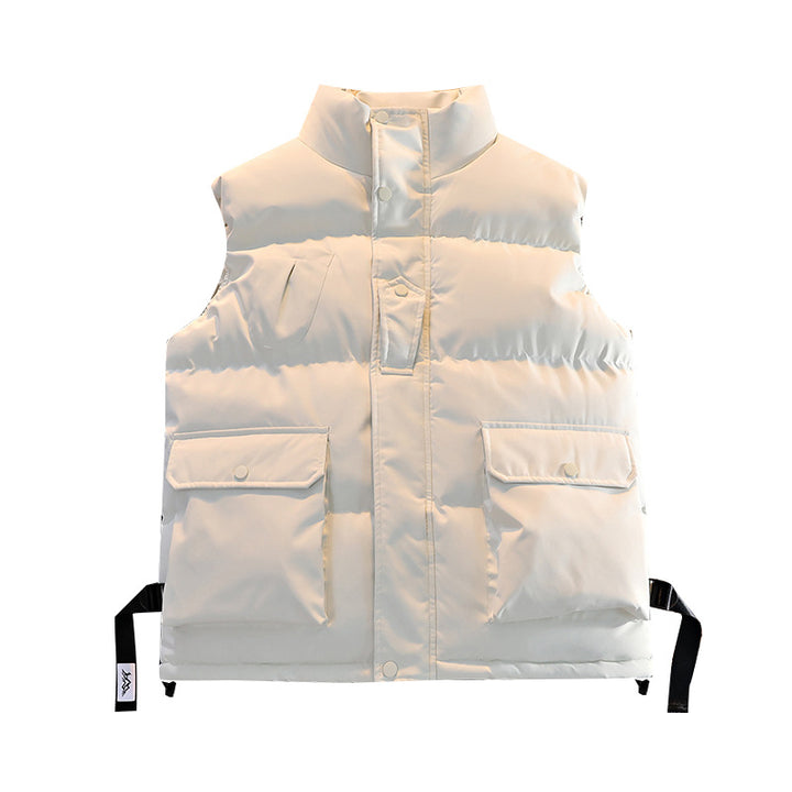 Men's quilted padded gilet with utility pockets, drawstring hem & stand collar Mune Fashion