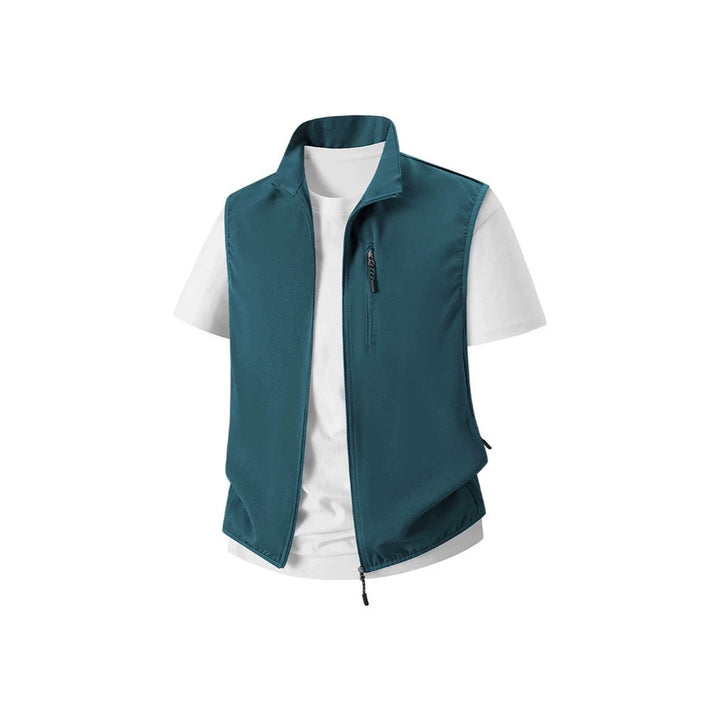 Men's Lightweight Softshell Utility Vest with Stand Collar, water-repellent outer layer and zip pockets Mune Fashion