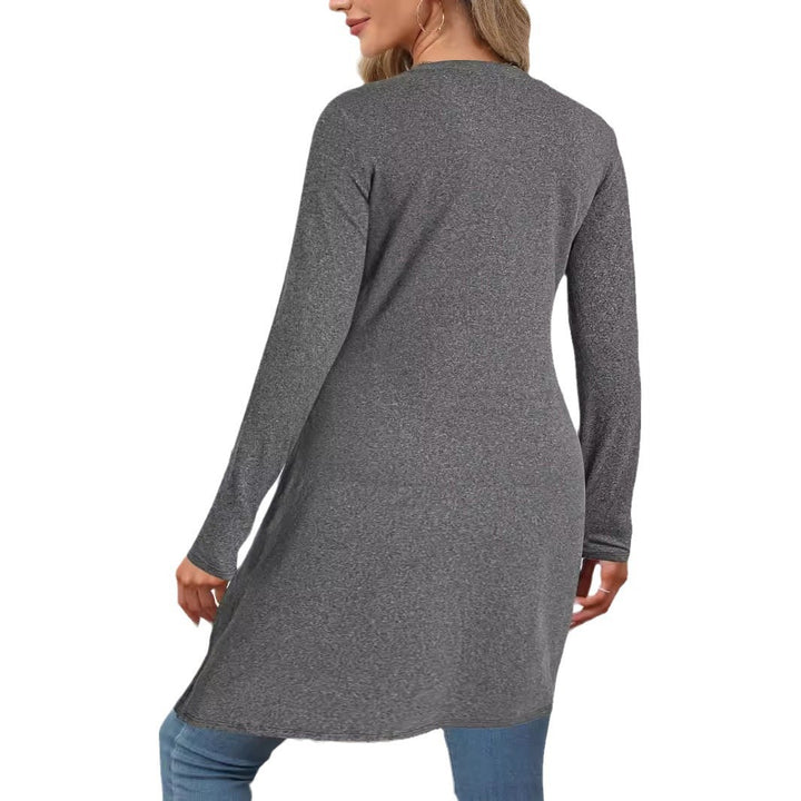 Women Long Asymmetrical Tunic Top with Overlapping Front and Side Slits Drune
