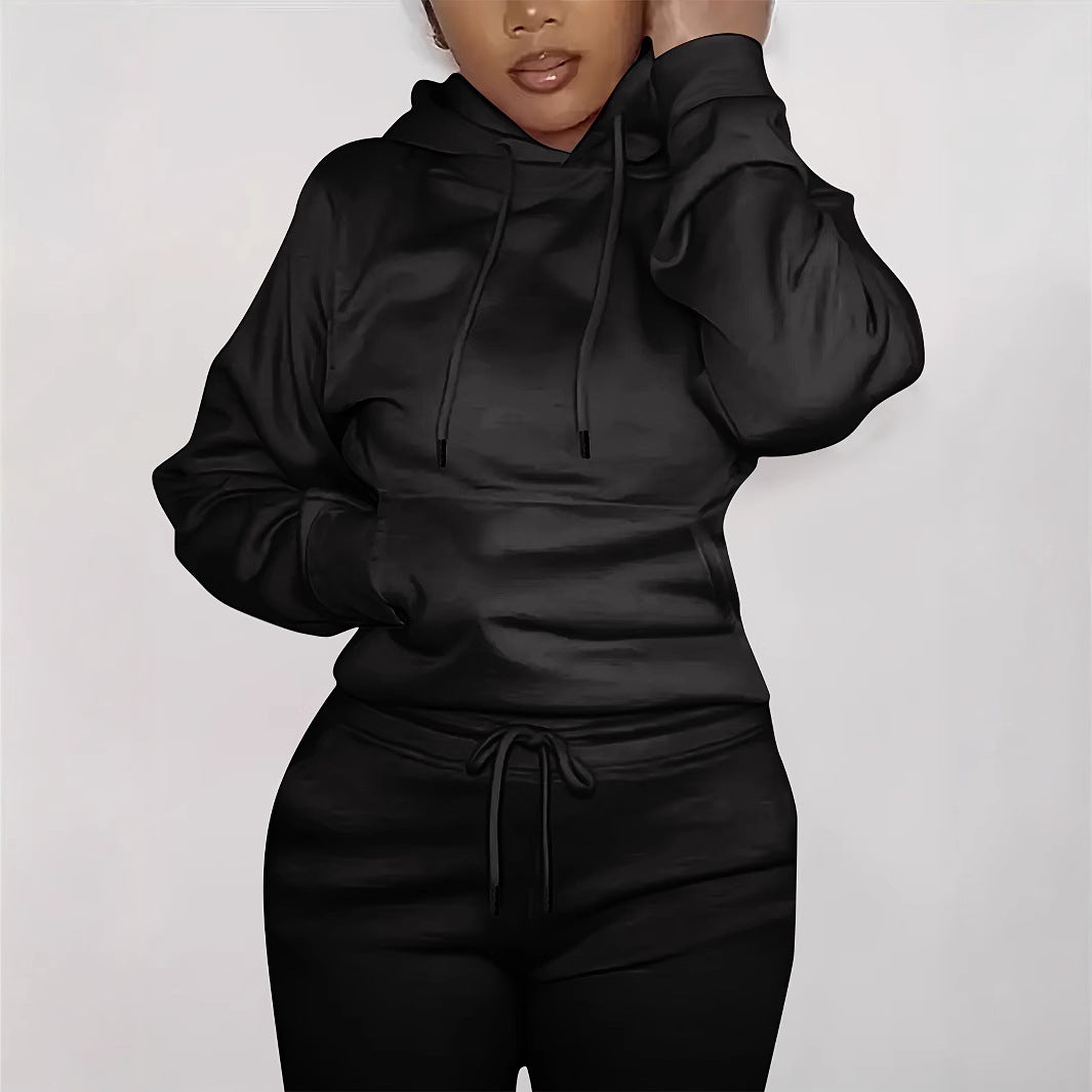 Women’s form-fitting hoodie and pencil skirt set with kangaroo pocket and drawstring Mune Fashion