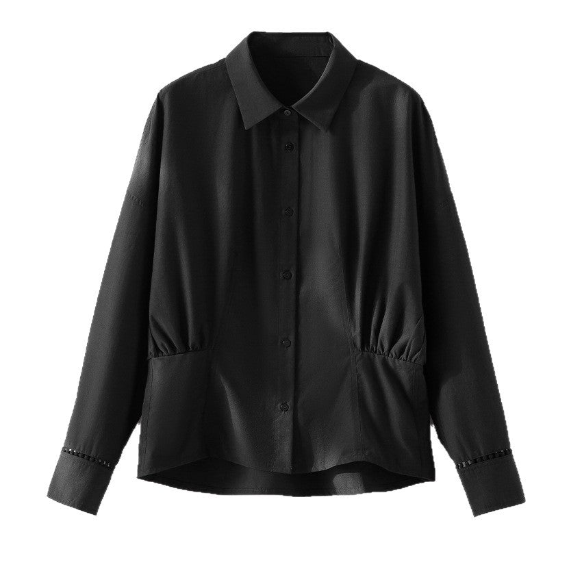 Women's cotton blouse with side gather and casual oversized silhouette Mune Fashion