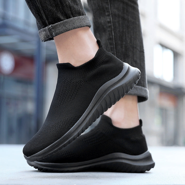 Unisex nan breathable knitted slip-on shoe with elastic shaft and shock-absorbing sole Mune Fashion