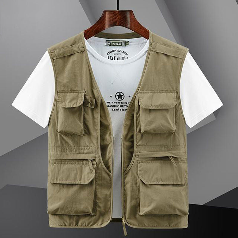 Men's Utility Outdoor Vest with Multiple Pockets and Front Zip Mune Fashion