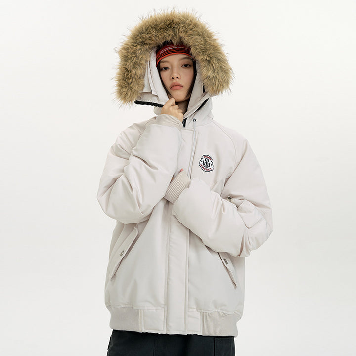 Women’s oversized thermo parka with voluminous hood, detachable faux fur trim and ribbed cuffs Mune Fashion