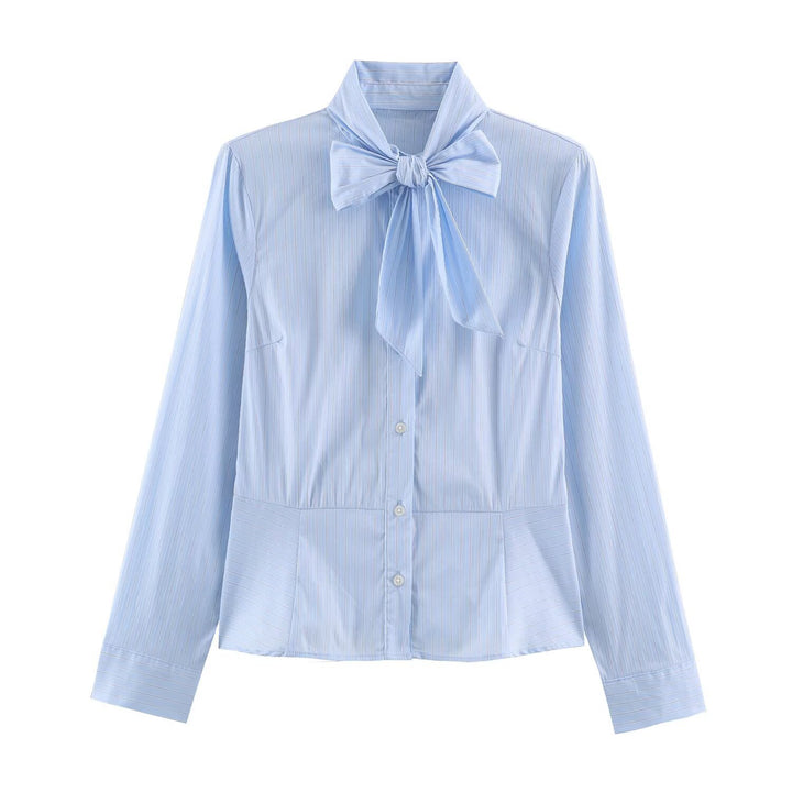 Women's feminine shirt blouse with bow collar and tailored silhouette Mune Fashion