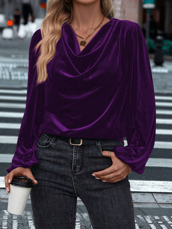 Ladies Elegant Viscose Blouse with Waterfall Neckline Mune