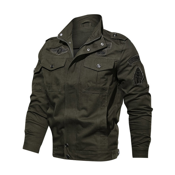 Men's robust canvas field jacket in military utility style with shoulder flaps and flap pockets Mune Fashion