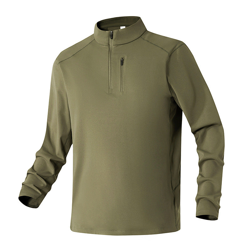 Men's Performance Half-Zip Training Pullover with Stand-Up Collar & Chest Zipper Mune Fashion