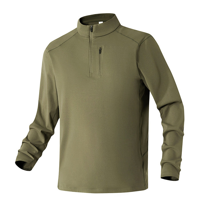 Men's Performance Half-Zip Training Pullover with Stand-Up Collar & Chest Zipper Mune Fashion