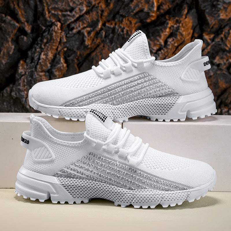 Men's breathable knitted sneakers with textured sole and padded heel cuff Mune Fashion