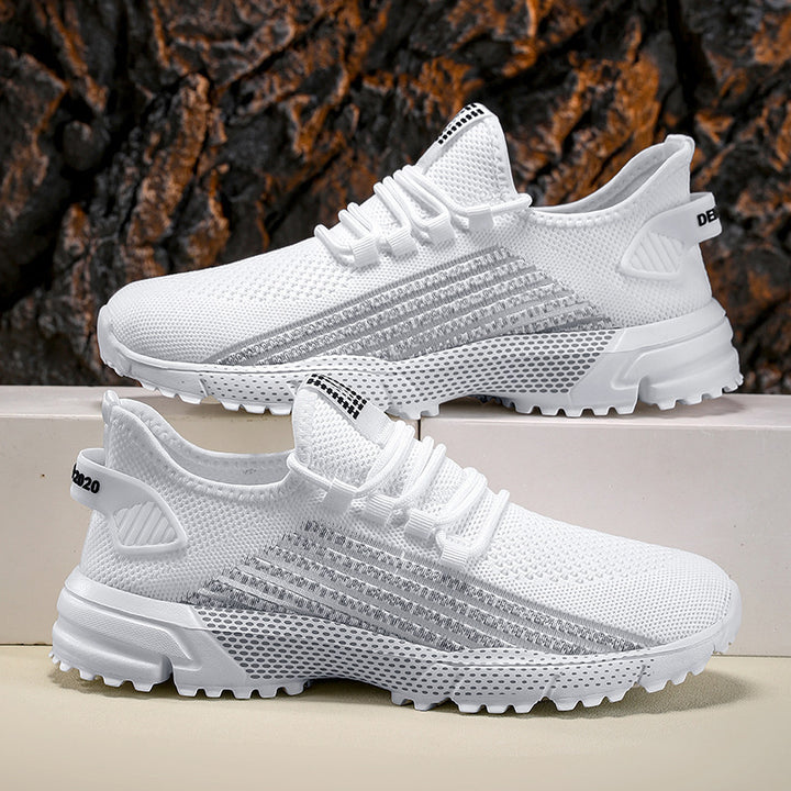 Men's breathable knitted sneakers with textured sole and padded heel cuff Mune Fashion