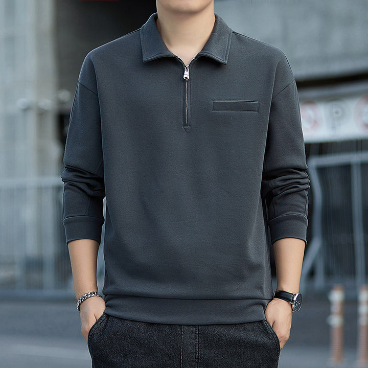 Men's Half-Zip Sweatshirt with Polo Collar and Chest Pocket Mune Fashion