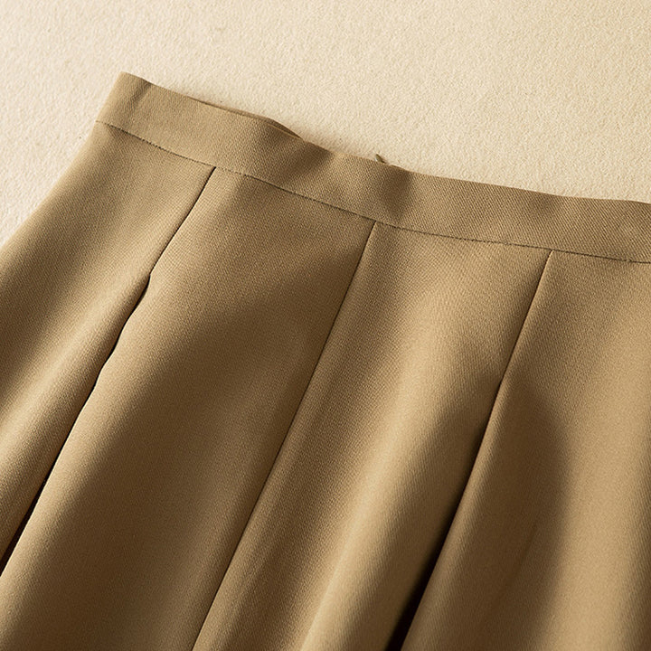 Women's midi A-line skirt with high waist and elegant drape